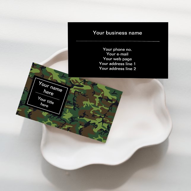 Green Camouflage, Military, Army Business Card (Creator Uploaded)