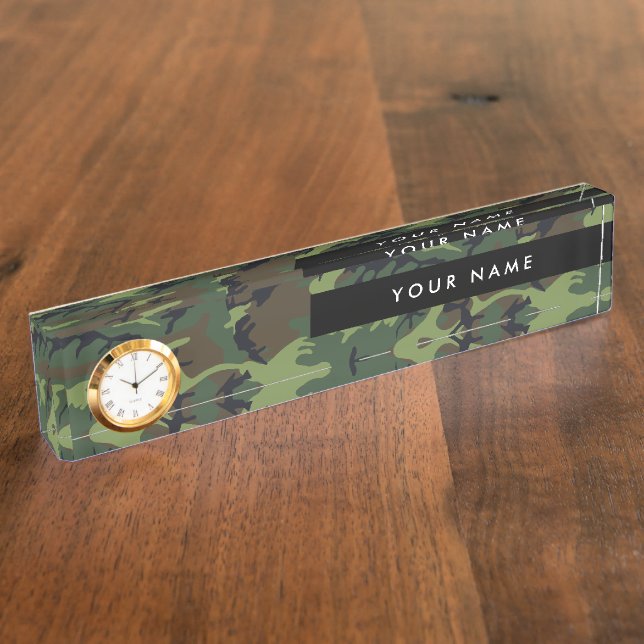 Green Camouflage, Military, Army Nameplate (Side)