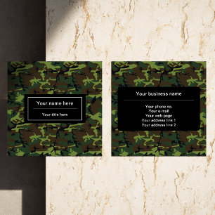 Green Camouflage, Military, Army Square Business Card