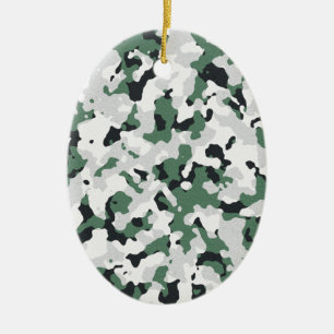 Green camouflage pattern ceramic ornament