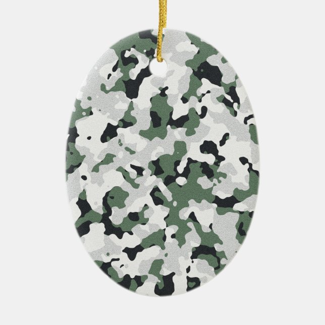 Green camouflage pattern ceramic ornament (Front)