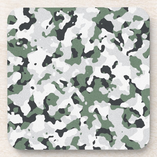 Green camouflage pattern coaster (Front)