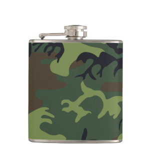 Green Camouflage Pattern Hip Flask