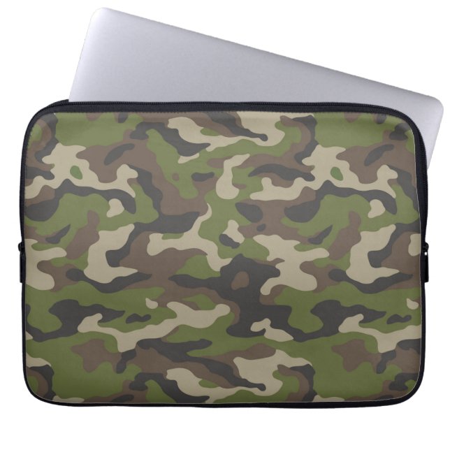 Green Camouflage Pattern Laptop Sleeve (Front)