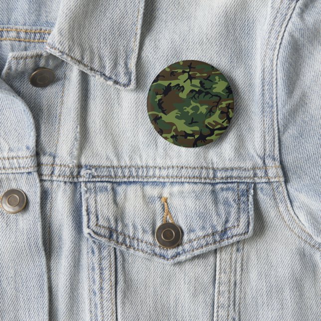Green Camouflage Pattern, Military Pattern, Army 6 Cm Round Badge (In Situ)