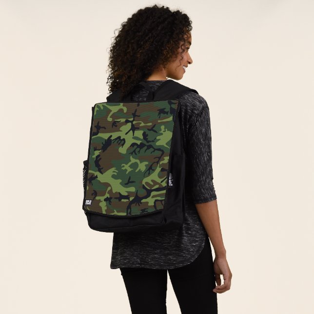 Green Camouflage Pattern, Military Pattern, Army Backpack (Worn)