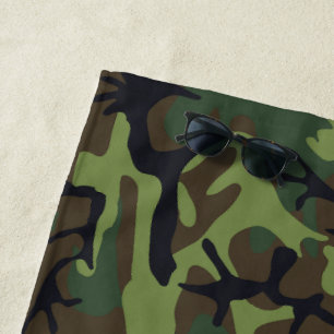 Green Camouflage Pattern, Military Pattern, Army Beach Towel