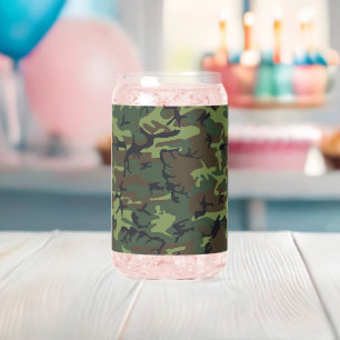 Green Camouflage Pattern, Military Pattern, Army Can Glass
