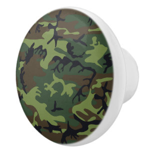 Green Camouflage Pattern, Military Pattern, Army Ceramic Knob