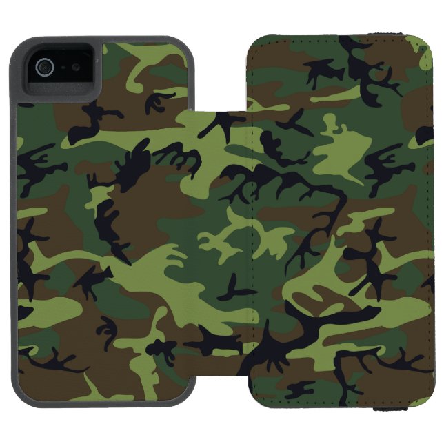 Green Camouflage Pattern, Military Pattern, Army Incipio iPhone Wallet Case (Folio Open)