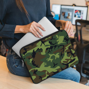 Green Camouflage Pattern, Military Pattern, Army Laptop Sleeve