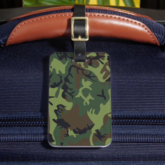 Green Camouflage Pattern, Military Pattern, Army Luggage Tag (Front Insitu 2)