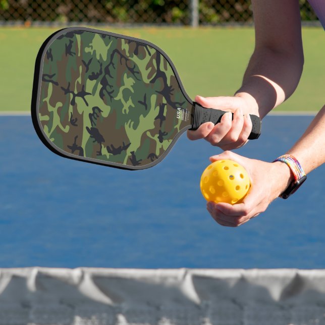 Green Camouflage Pattern, Military Pattern, Army Pickleball Paddle (Insitu)