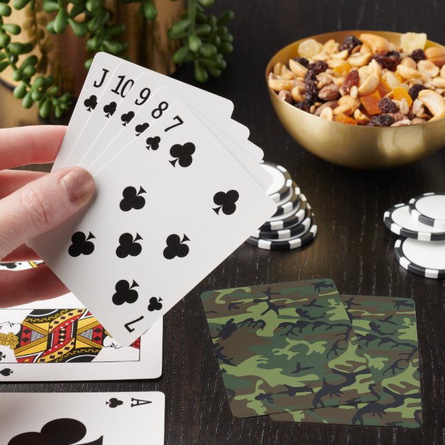 Green Camouflage Pattern, Military Pattern, Army Playing Cards (In Situ)
