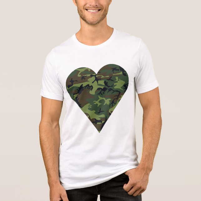 Green Camouflage Pattern, Military Pattern, Army Tri-Blend Shirt (Front)