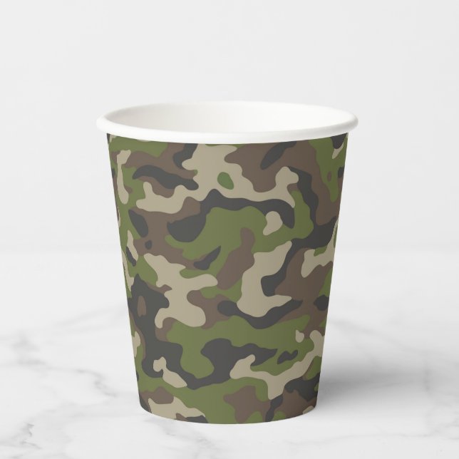 Green Camouflage Pattern Paper Cups (Front)