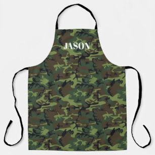 Green Camouflage Pattern Personalised Apron