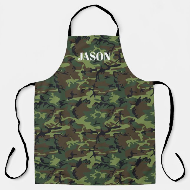 Green Camouflage Pattern Personalised Apron (Front)