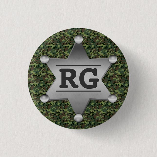 Green Camouflage Pattern Sheriff Badge Monogram (Front)