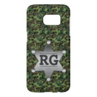 Green Camouflage Pattern Sheriff Badge Monogram