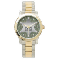 Green Camouflage Pattern Sheriff Badge Monogram