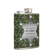 Green Camouflage Pattern Sheriff Name Badge Hip Flask (Right)