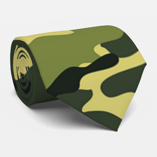 Green camouflage Pattern Tie (Rolled)
