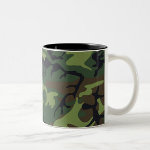 Green Camouflage Pattern Two-Tone Coffee Mug