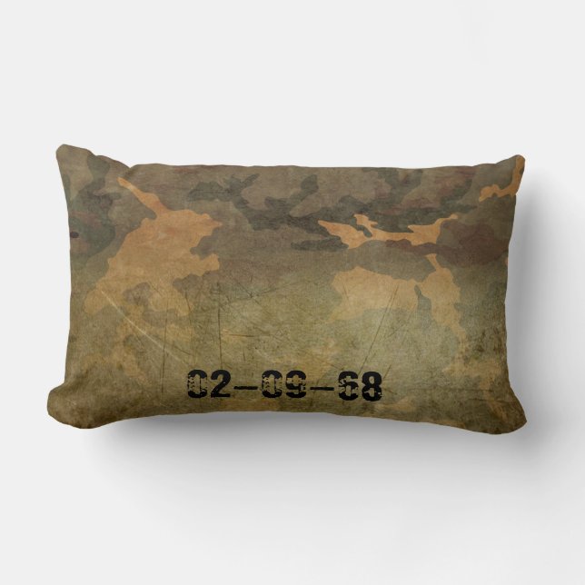 Green camouflage pattern vintage V2.0 Lumbar Cushion (Front)