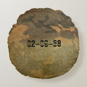 Green camouflage pattern vintage V2.0 Round Cushion