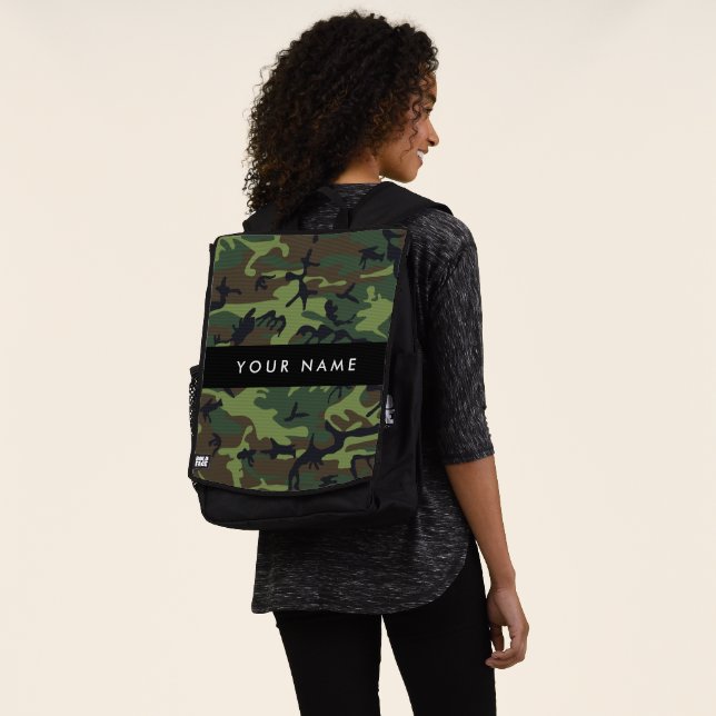 Green Camouflage Pattern, Your name, Personalise Backpack (Worn)