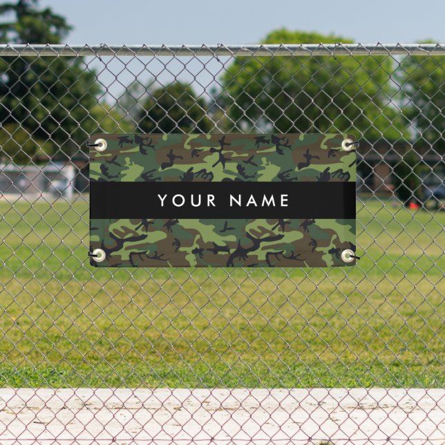 Green Camouflage Pattern, Your name, Personalise Banner (Insitu)