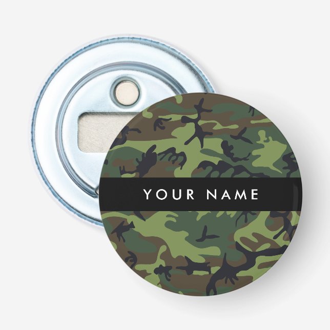 Green Camouflage Pattern, Your name, Personalise Bottle Opener (Front)