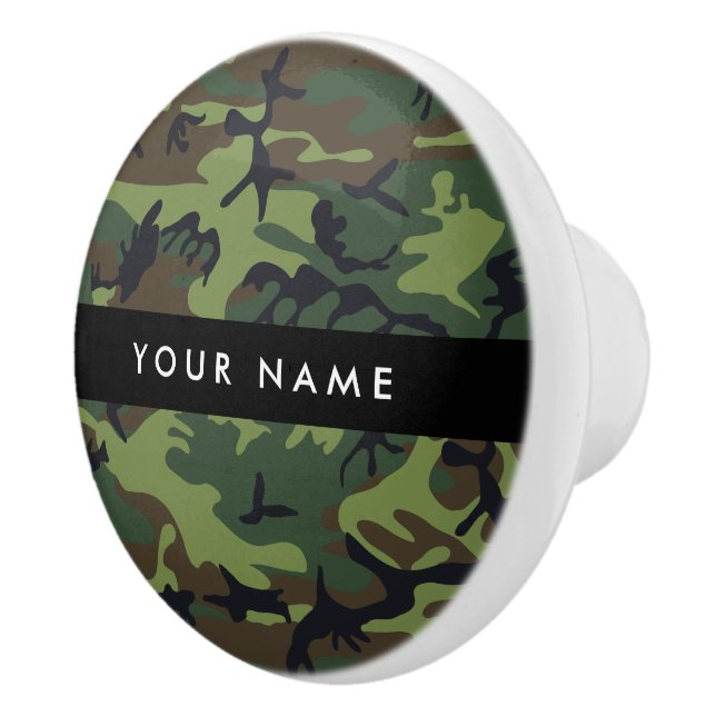 Green Camouflage Pattern, Your name, Personalise Ceramic Knob (Right)