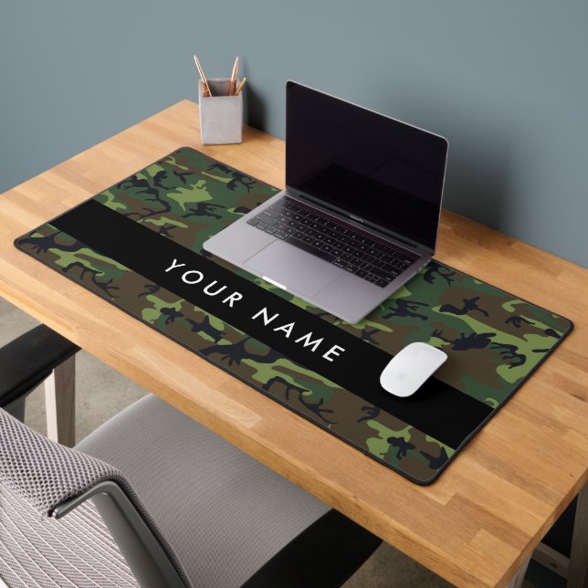Green Camouflage Pattern, Your name, Personalise Desk Mat (Office 2)