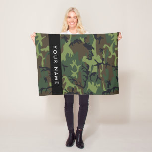 Green Camouflage Pattern, Your name, Personalise Fleece Blanket