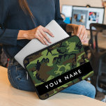 Green Camouflage Pattern, Your name, Personalise Laptop Sleeve<br><div class="desc">Elegant,  stylish and sophisticated camouflage pattern in green and brown colour. Modern and trendy gift,  perfect for the military lover in your life. Personalise by adding your name,  nickname,  monogram or initials.</div>