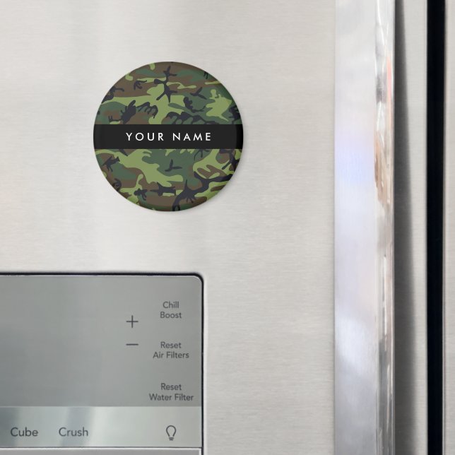 Green Camouflage Pattern, Your name, Personalise Magnet (In Situ (Fridge))