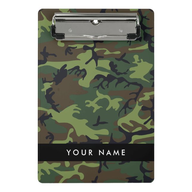 Green Camouflage Pattern, Your name, Personalise Mini Clipboard (Front)