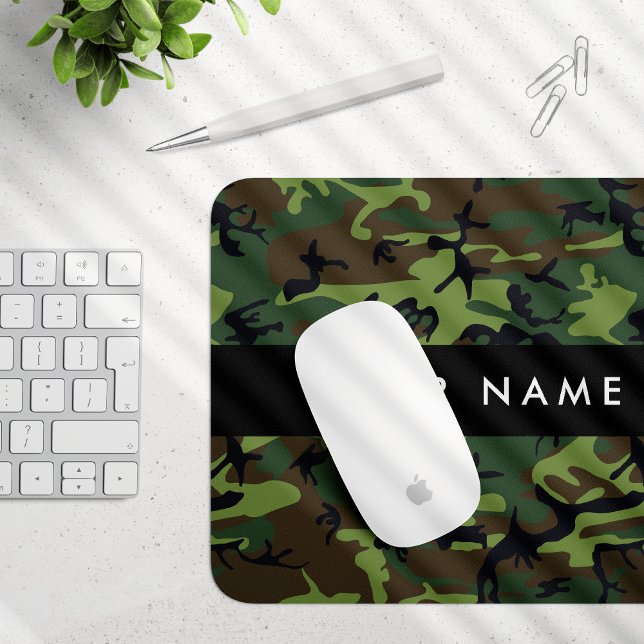 Green Camouflage Pattern, Your name, Personalise Mouse Pad (Creator Uploaded)
