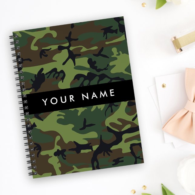 Green Camouflage Pattern, Your name, Personalise Notebook (Creator Uploaded)