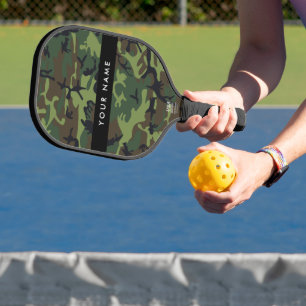 Green Camouflage Pattern, Your name, Personalise Pickleball Paddle