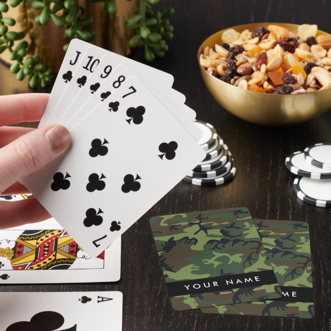 Green Camouflage Pattern, Your name, Personalise Playing Cards (In Situ)
