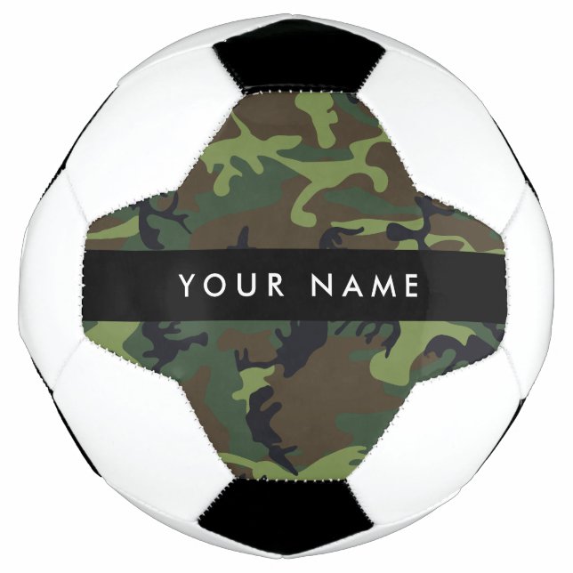 Green Camouflage Pattern, Your name, Personalise Soccer Ball (Front)
