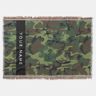Green Camouflage Pattern, Your name, Personalise Throw Blanket