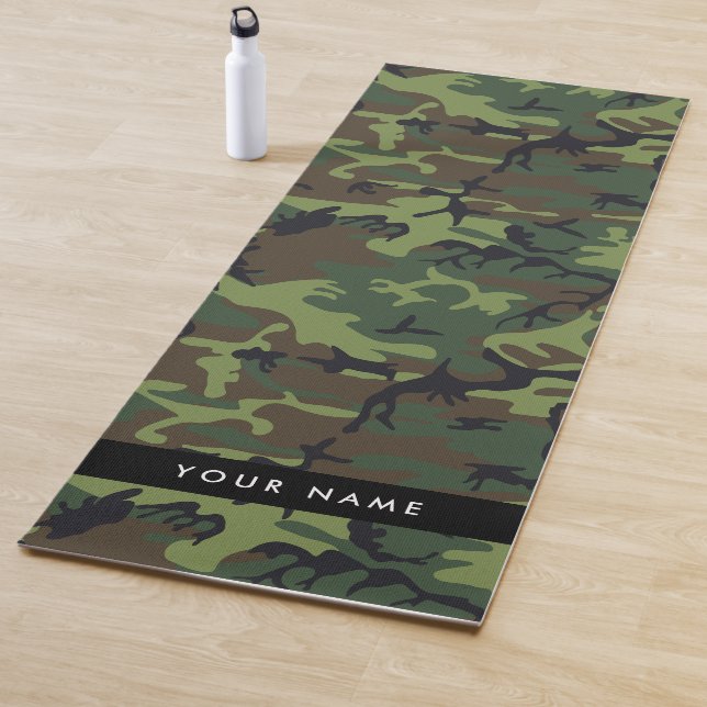 Green Camouflage Pattern, Your name, Personalise Yoga Mat (In Situ)