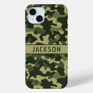Green Camouflage Personalized iPhone 15 Mini Case