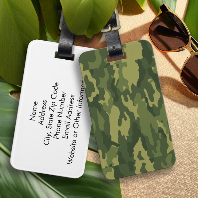 Green Camouflage Print Luggage Tag (Custom Luggage Tag)