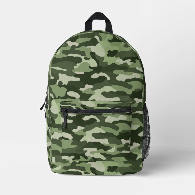 Green Camouflage Printed Backpack (Front)