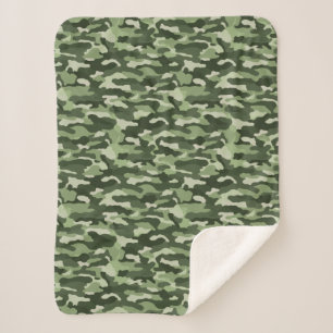 Green Camouflage Sherpa Blanket